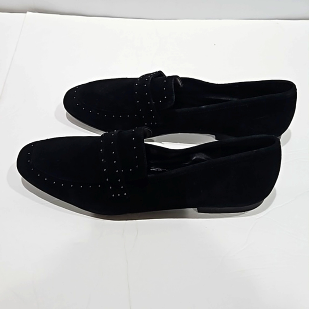 Bleecker & Bond Black Suede Leather Loafer Flat Shoe Stud Accents 9.5 M EUC - Picture 4 of 6